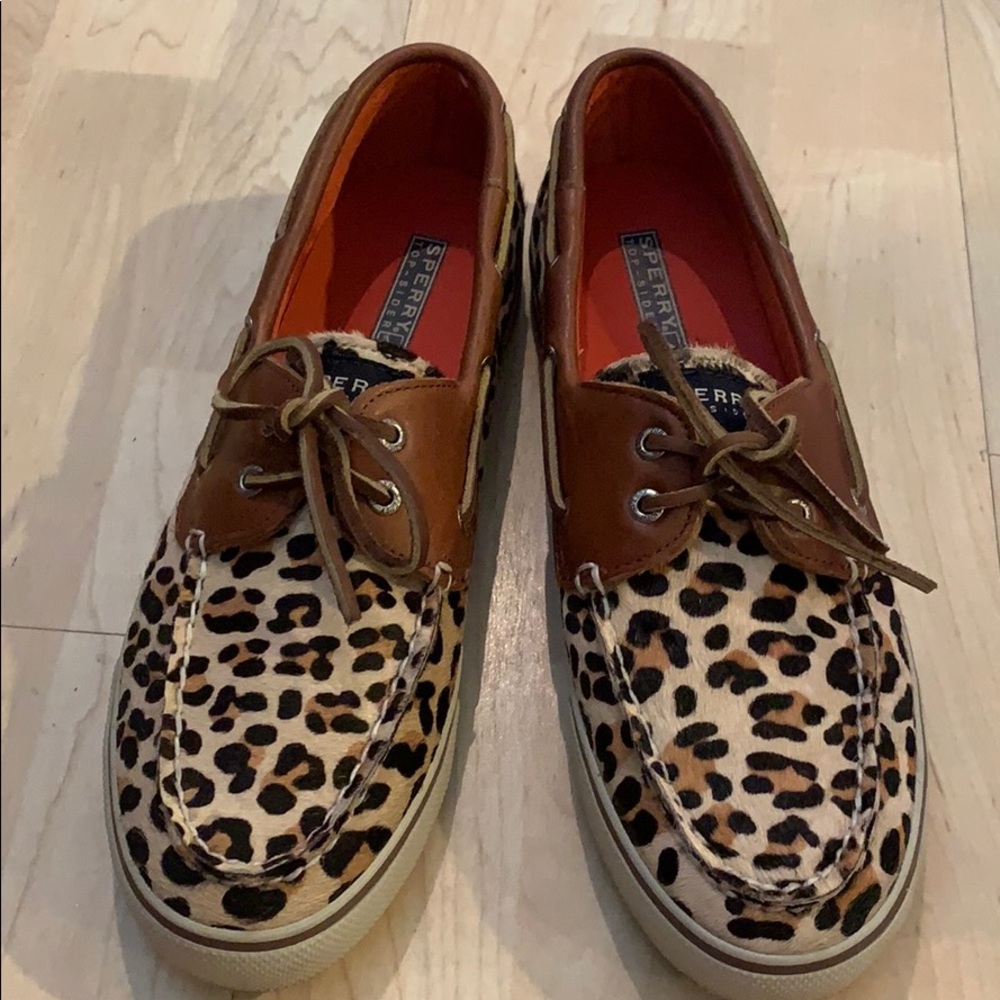 Sperry leopard boat shoe